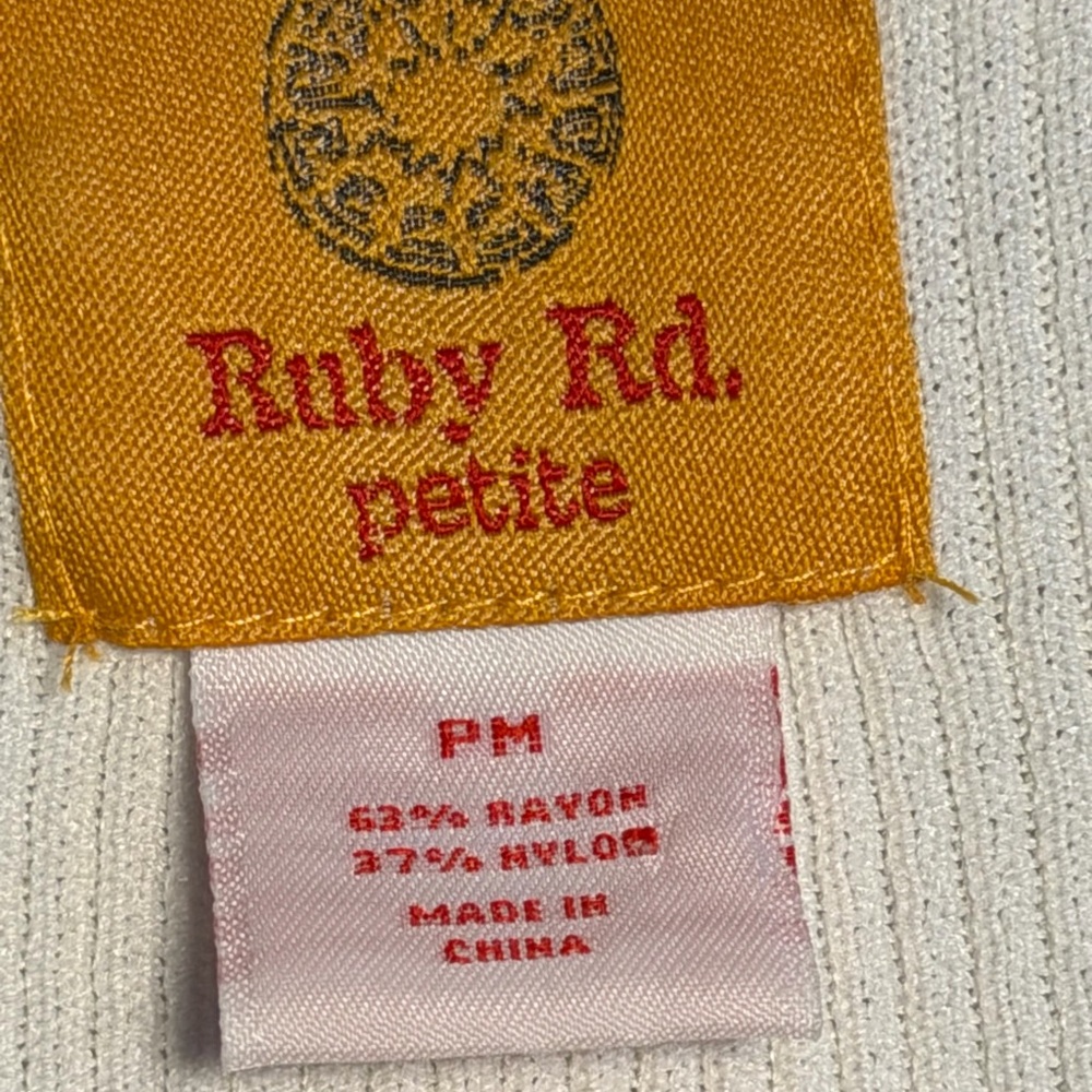 Ruby Rd. Embellished White Ribbed Tank Top - Picture 6 of 7